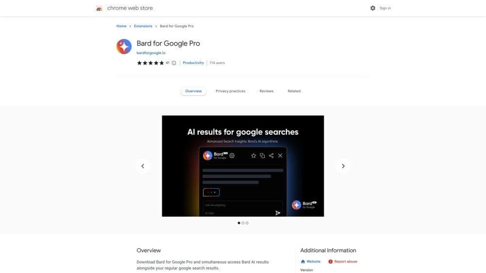 Bard for Google Pro - 谷歌插件