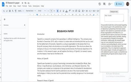 Google Documents Analyzer - 谷歌插件