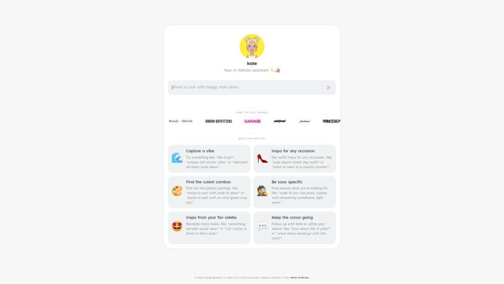 Kate. Your AI Fashion Assistant ✨🛍️