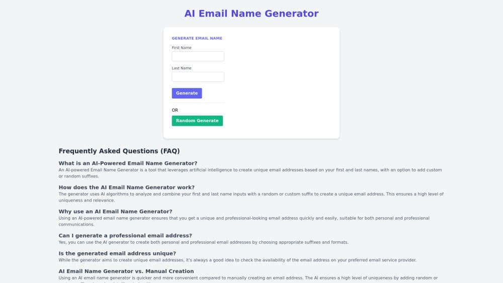 Email Name Generator