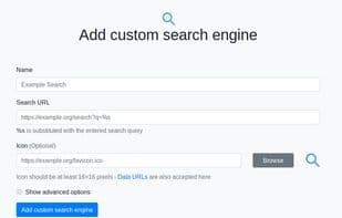 Add custom search engine