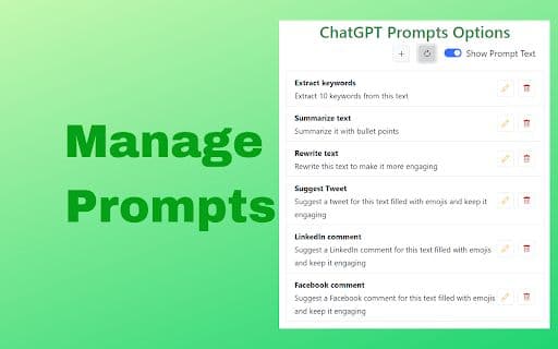ChatGPT 提示管理器 - 谷歌插件