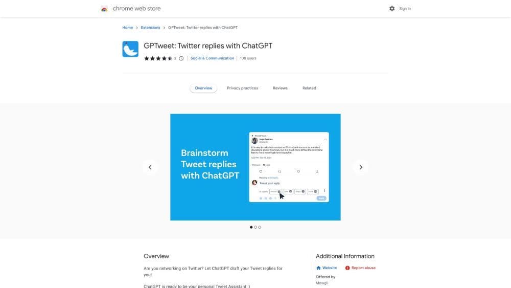 GPTweet - Google Extension