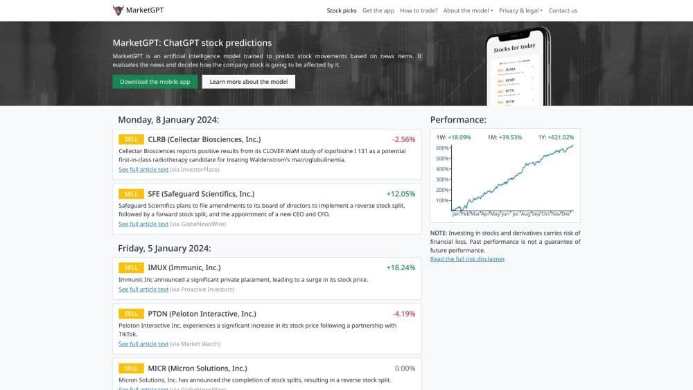 MarketGPT: ChatGPT stock predictions