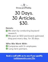 30 Days. 30 Articles. $30.