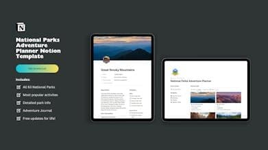 National Parks Adventure Notion Template