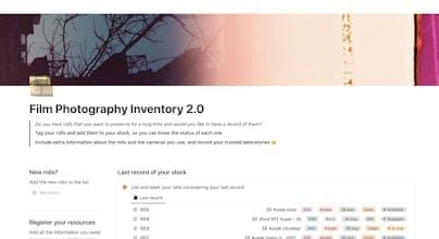 Notion Template for Analog Photographers