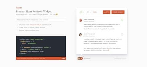 Product Hunt Reviews Widget