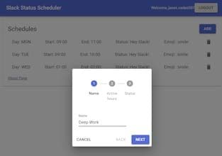 Status Scheduler for Slack