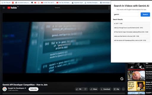 Search in YouTube Videos with AI - Google Extension