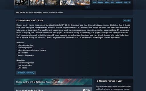 Steam Review Summarizer - 谷歌插件