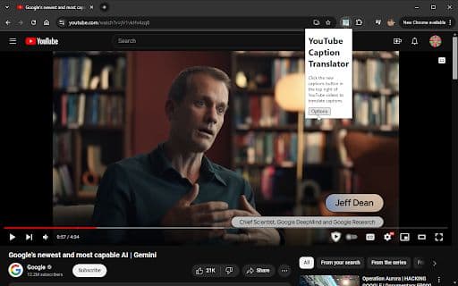 YouTube Caption Translator - Chrome Extension